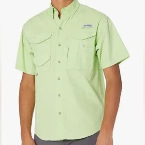 Columbia PFG Bonehead Short Sleeve Fishing Button Down in Jade Green‎ Size XL
